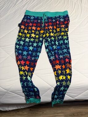Little Sleepies Navy Star-Print Jogger Pants with Teal Trim